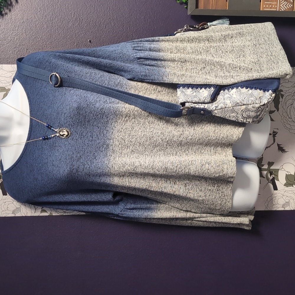 Grayson Threads Blue and Gray Gradient Blouse - image 7